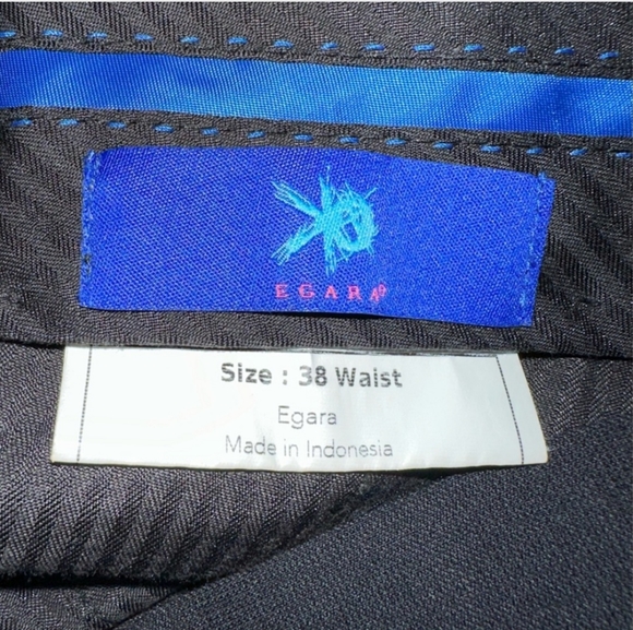 Egara Slim Fit 100% Wool Flat Front Dress Pants Men's W38xL31 Black - Picture 3 of 8